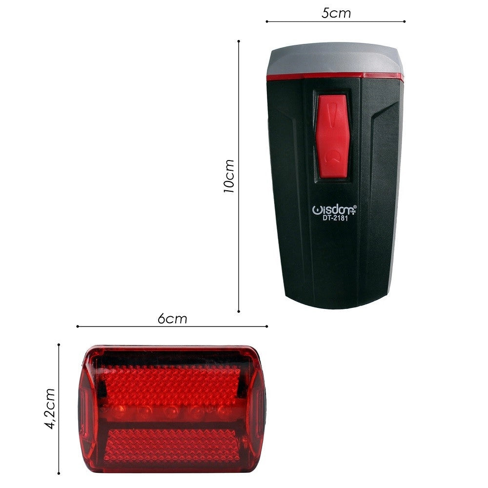 Trade Shop - Set Di Luci Led A Batteria Anteriore Posteriore Bici Attacco Universale Dt-2181 -