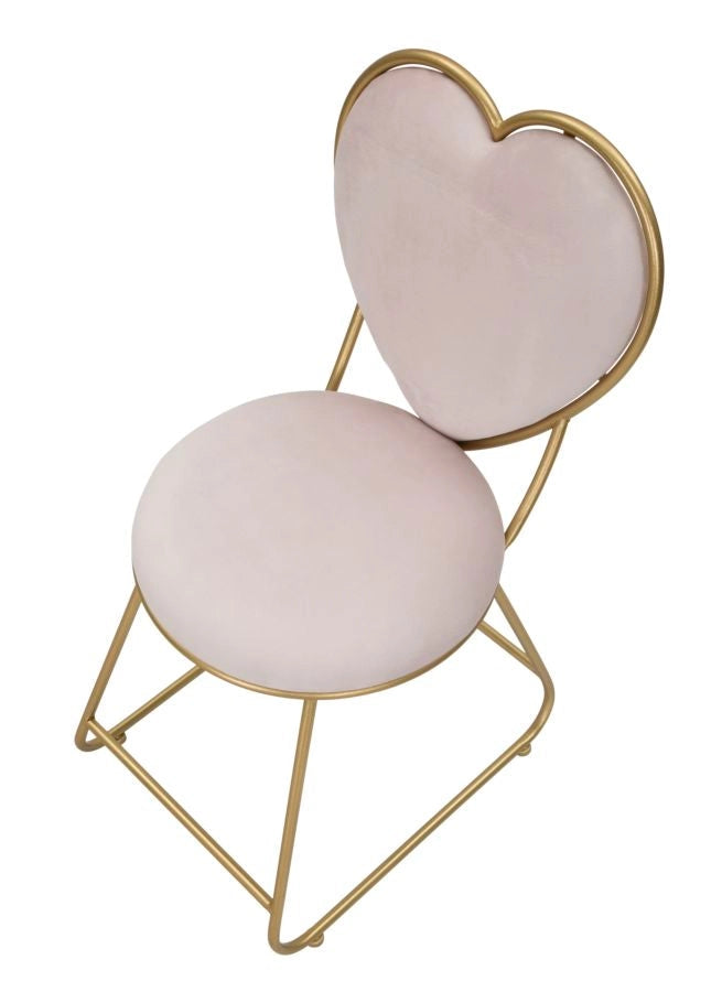 Sedia con Schienale a Cuore 37x47x80 cm in Metallo e Tessuto Imbottito