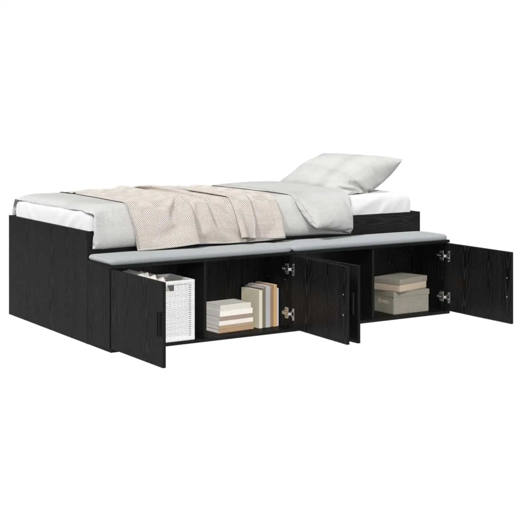 Struttura del letto con cassetto Rovere Nero 90 x 190 cm 3335206