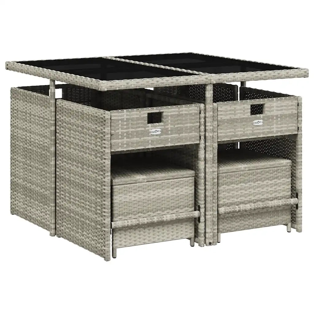 Set Pranzo da Giardino 9pz | Set Salotto da Giardino con Cuscini Grigio Chiaro Polyrattan