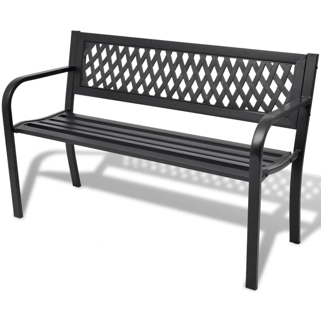 Panca da giardino mobili da esterno per patio terrazza 118 x 50 x 75 cm acciaio nero 02_0011188
