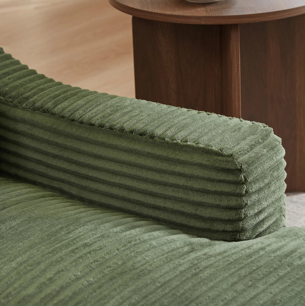 Poltrona lounge in velluto a coste verde trasformabile in letto