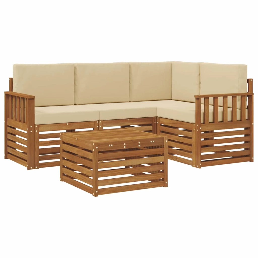 Set di divani da esterno con cuscino 5 pcs Naturale e Beige 3374763