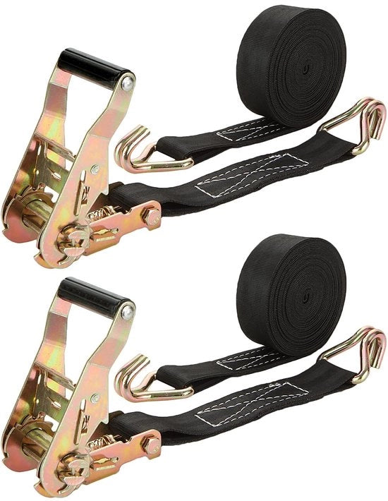 Set di cinghie di sicurezza 2 pezzi 6m x 4cm cinghie di sicurezza con carrucola 2000kg cinghia di sicurezza corta nera con gancio cinghia di sicurezza robusta e duratura cinghia di fissaggio per auto, camion, furgoni, barche