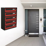ALUBOX SLIM Cassette Postali Condominiali 5 Posti 63X39X30 Cm In Lamiera Zincata E Alluminio Cassetta Postale Da Esterno Condominiale Con Sistema Anti Prelievo COLORE: ANTRACITE ROSSO