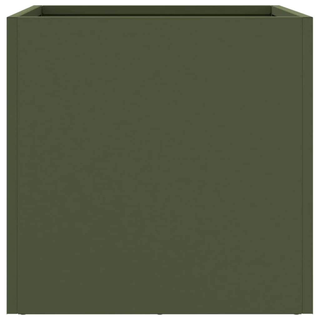 Fioriera rialzata color oliva per piante fiori e patio/giardino 32 x 30 x 29 cm acciaio verde 02_0038694