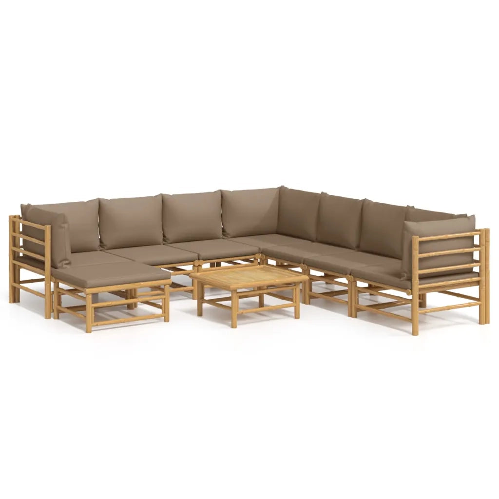 Set Salotto da Giardino 9pz con Cuscini Tortora BambÃ¹