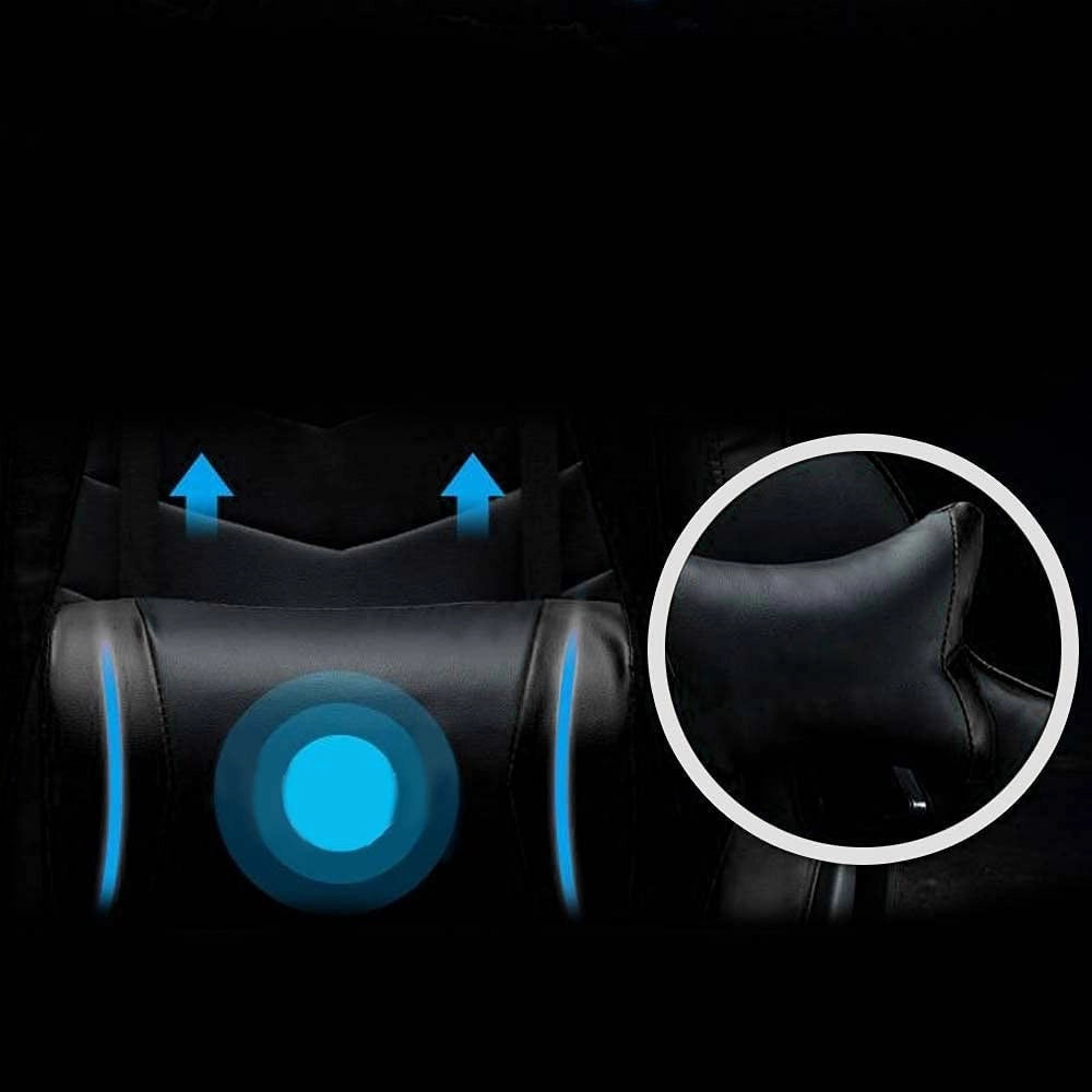 Trade Shop - Sedia Poltrona Gaming Ufficio Casa In Ecopelle Cuscino Lombare Poggiatesta Piedi Nero -