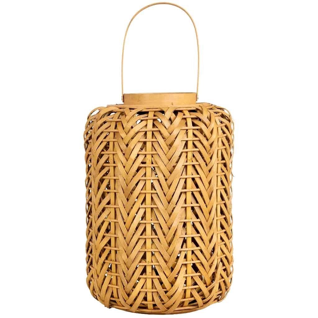 Lanterna in legno marrone con luce a batteria, D28x40h cm