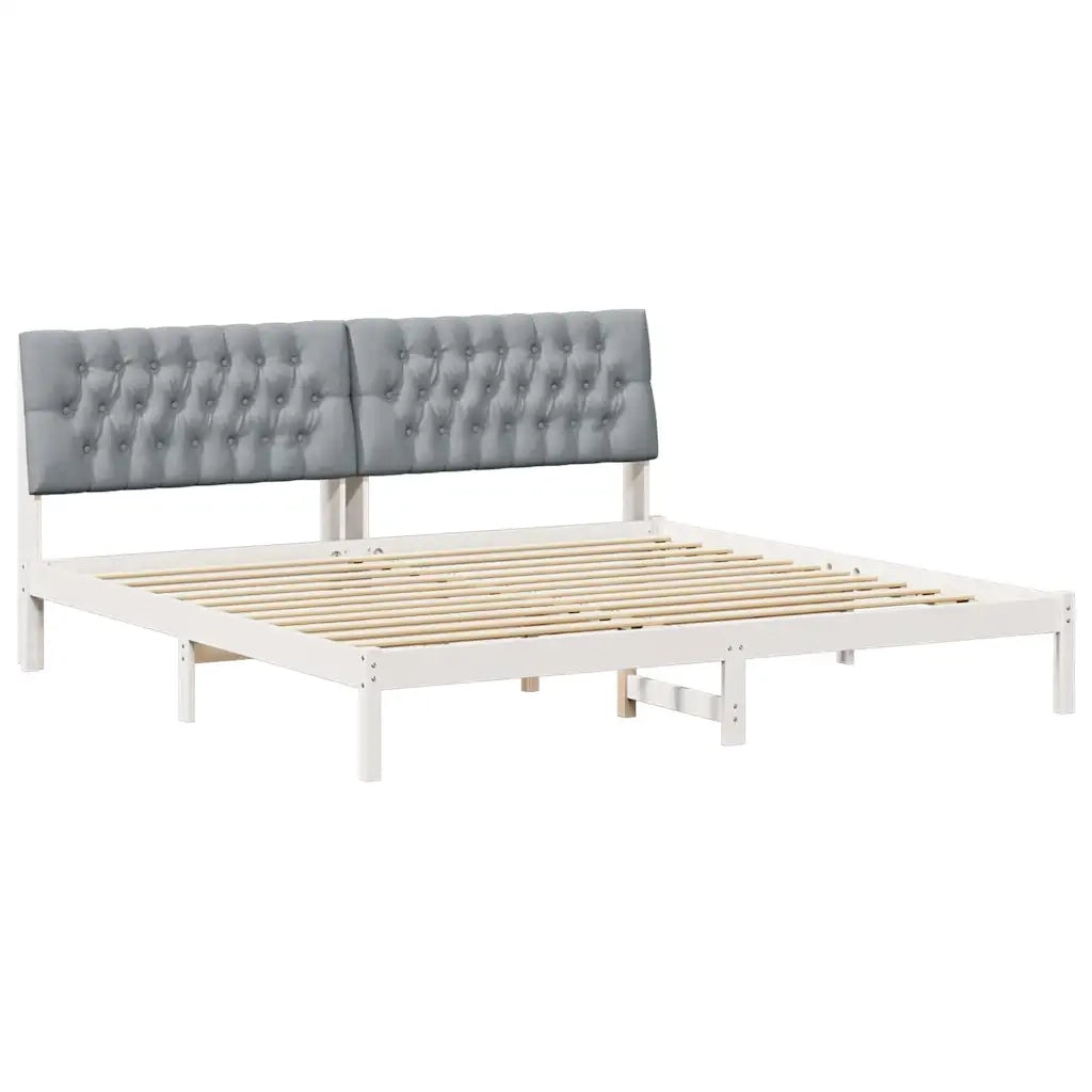 Letto con Testiera Rivestita con testiera Bianco 200 x 200 cm