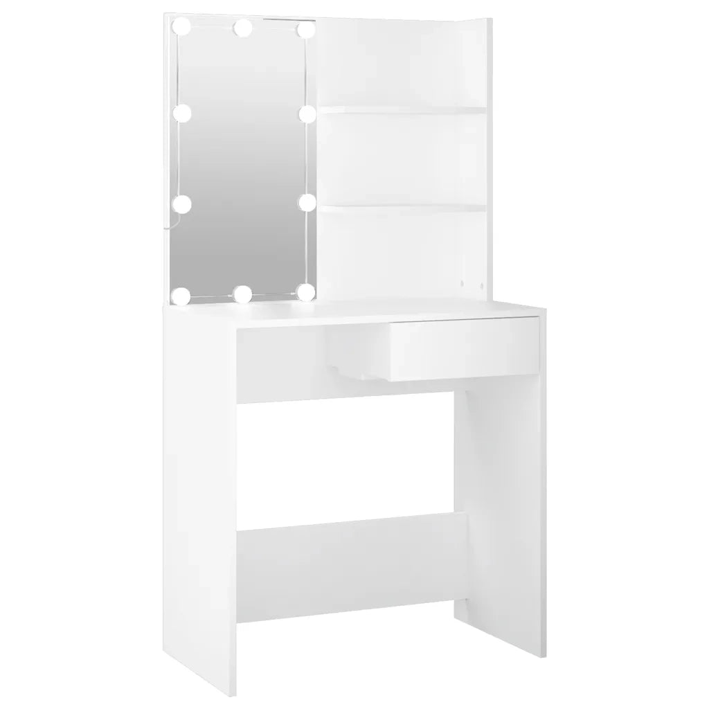 Toeletta | Tavolo da Trucco con LED Bianca 74,5x40x141 cm