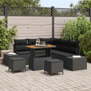 Set Divano da Giardino con cuscino 8 pcs Nero polyrattan 3362784