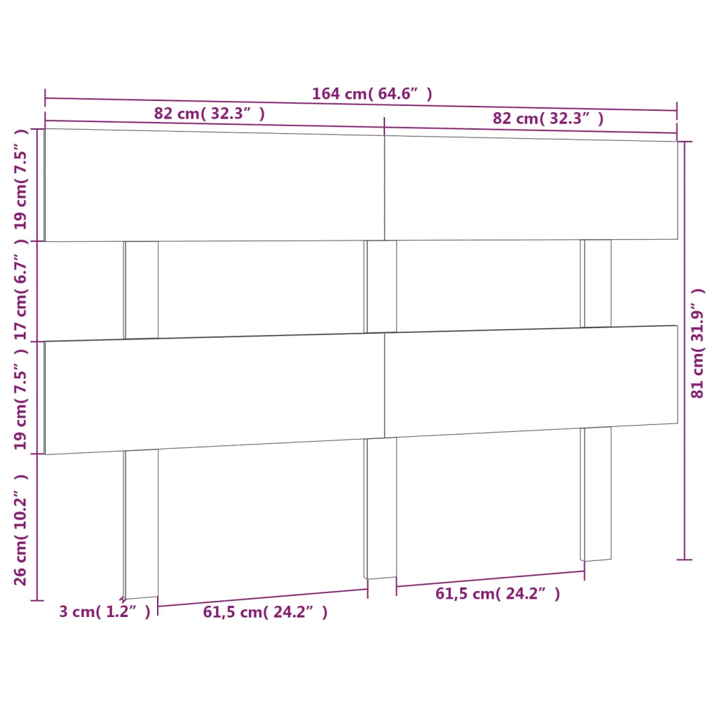 Testiera per Letto-Testata-Testiera Decorativa Bianca 164x3x81 cm in Legno Massello di Pino