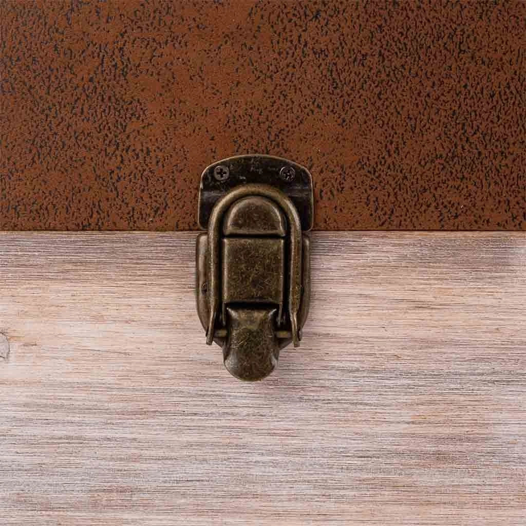 Baule in legno e Sgabello in similpelle marrone 80x40x38h