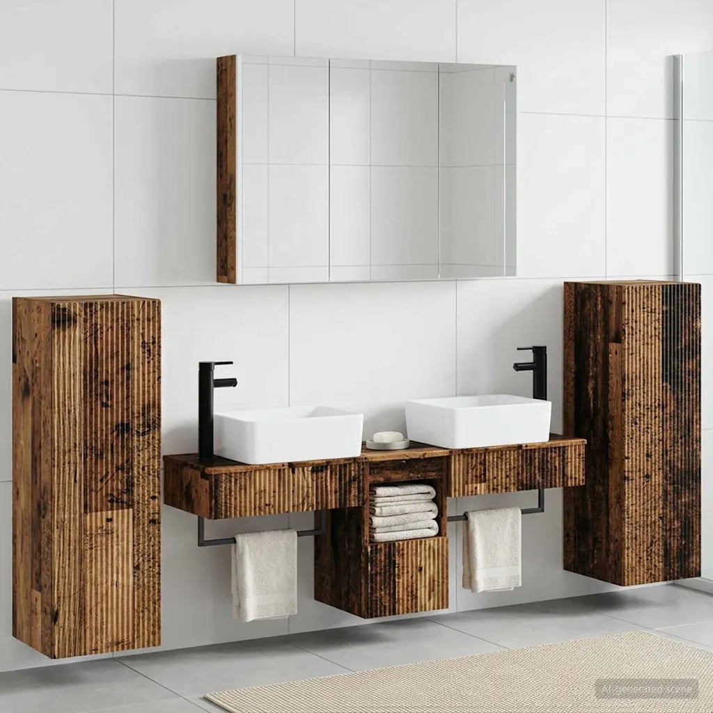 Set di mobili per il bagno 6 pcs Legno antico 3407141