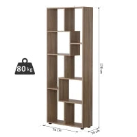 Libreria in Legno Design Moderno con 8 Ripiani, 70x24x178cm, Color Legno Naturale