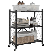 Scaffale portaoggetti con ruote nero 71x34x88 cm in acciaio 4012385