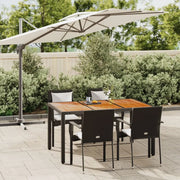 Set da Pranzo da Giardino 5 pz Nero con Cuscini in Polyrattan 3184989