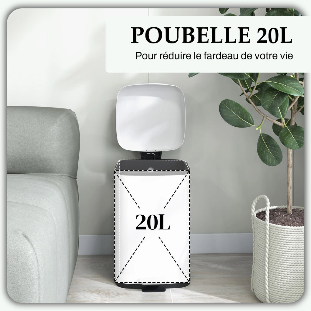 Cestino per rifiuti da cucina 20 litri ¨C zephmum ¨C bianco 28x35x45 cm
