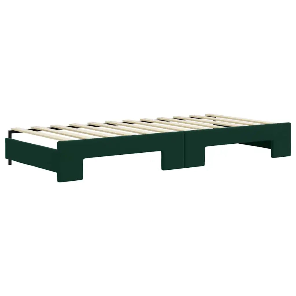 Divano Letto Estraibile Cassetti-Sofa Letto-Daybed Verde Scuro 90x200cm Velluto 386368