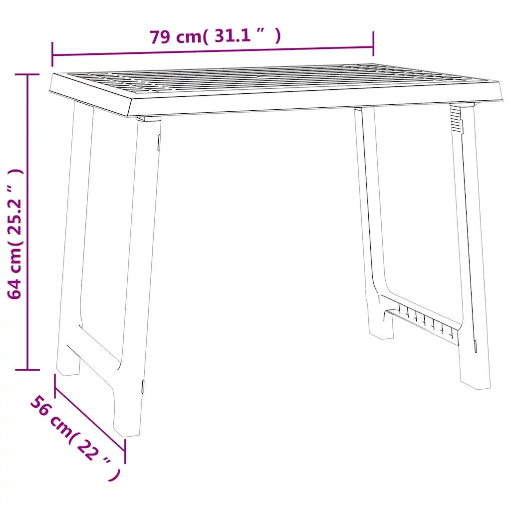 Tavolino da Giardino | Tavolo da Campeggio Antracite 79x56x64cm in PP Aspetto in Legno