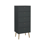 Cassettiera Yaounde, Settimino multiuso, Comò camera da letto, Mobile con cassetti, 50x39 h120 cm, Grigio