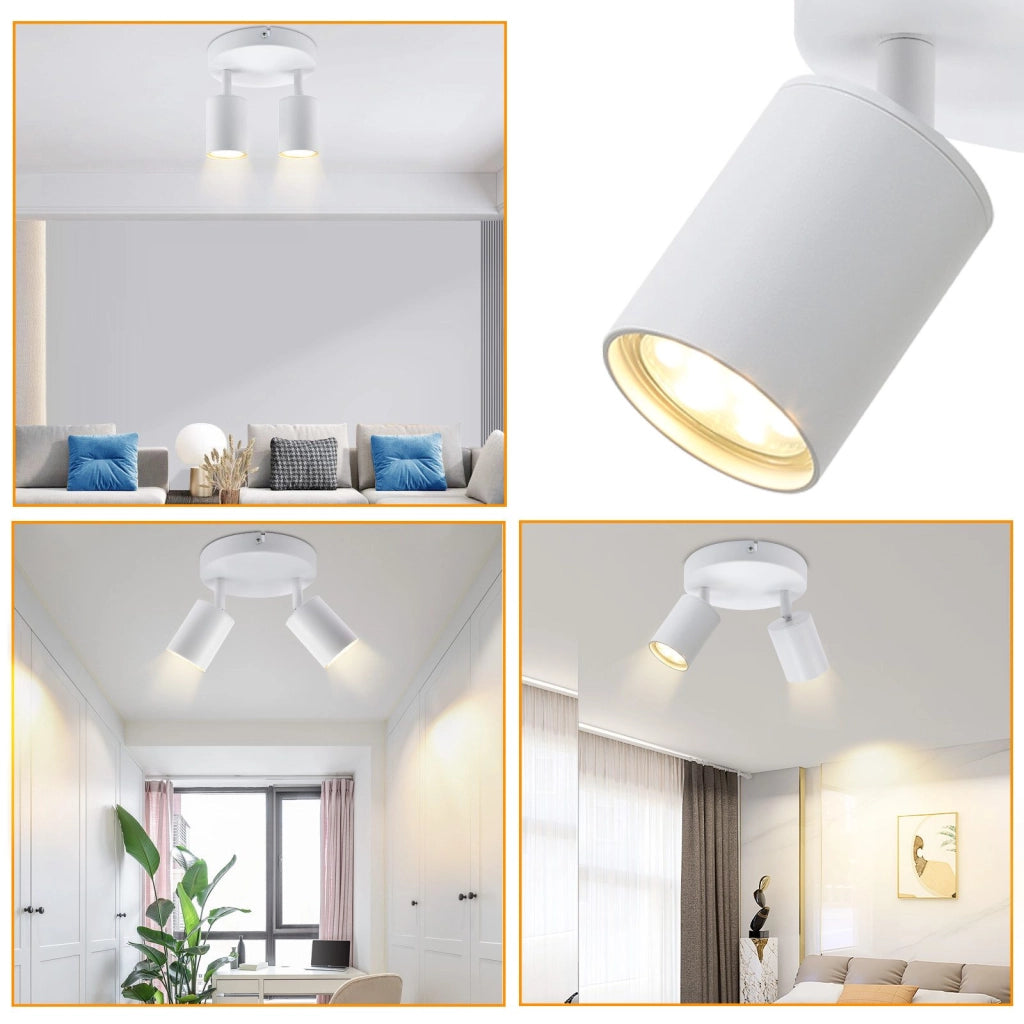 ZMH Faretto da soffitto 2 luci rotondi orientabili 330° moderni per soggiorno