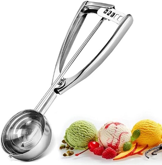 Iscrizione per ghiaccio grande formato - 304 acciaio inossidabile - contenitore di ghiaccio con maniglia di vetro - ideale per polpette di carne - forma perfetta - maniglia comoda - cucchiaio per ghiaccio