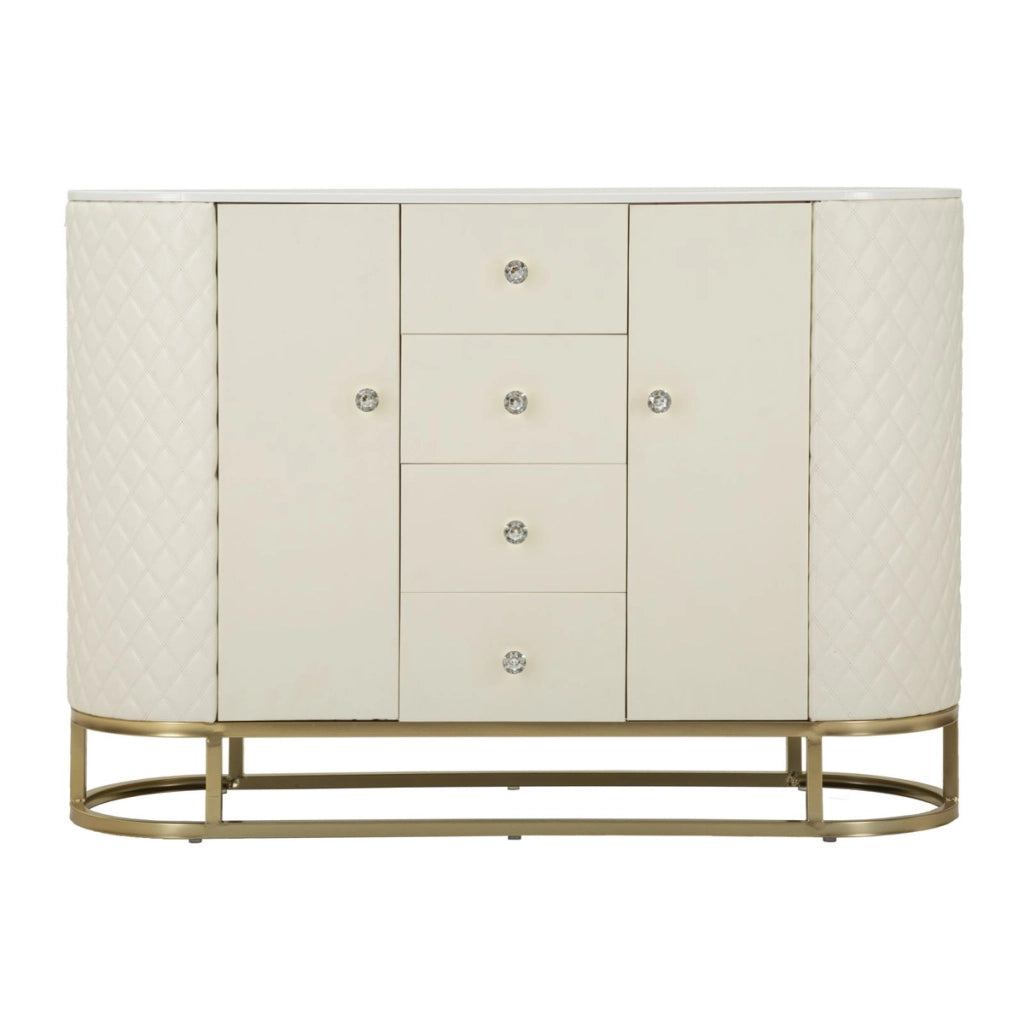Credenza Sharon bianca e oro con cassetti e ante 120 cm