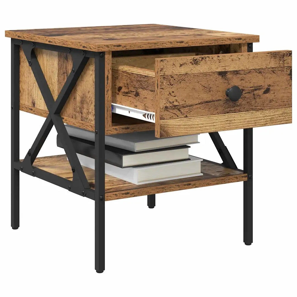 Comodino con cassetto 2 pz-Set di 2 Tavolino da notte Legno vecchio 40 x 42 x 45 cm