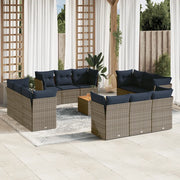 Set Divani da Giardino 13 pz con Cuscini Grigio in Polyrattan 3255872