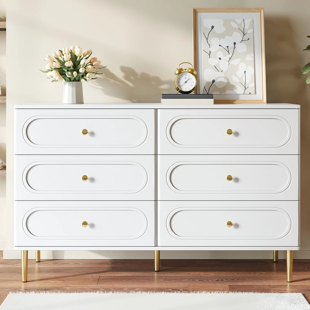 Credenza con 6 Cassetti ¨C MINIMAL ¨C Bianco, Metallo, Moderno, Soggiorno