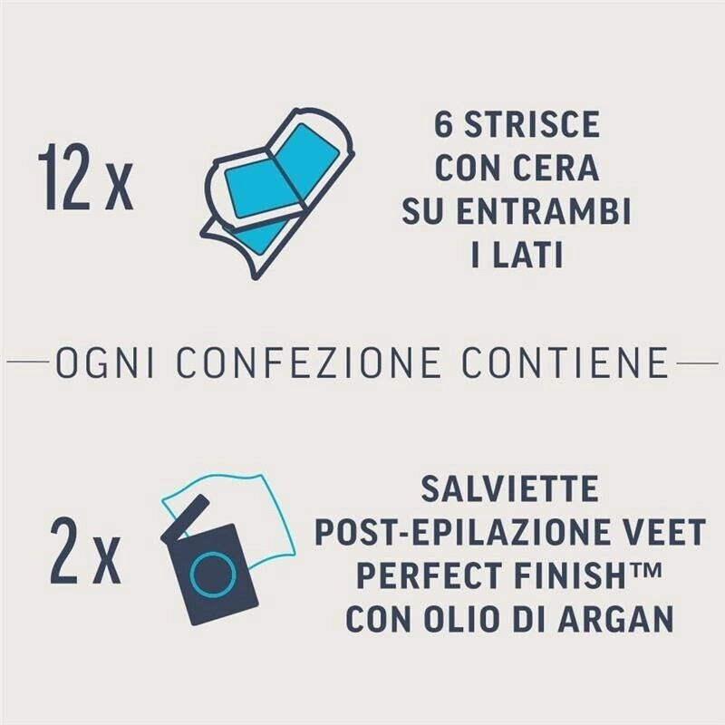 VEET EXPERT STRISCE DEPILATORIE VISO PER PELLI SENSIBILI 12 STRISCE (6X2 STRISCE) + 2 SALVIETTE POST-EPILAZIONE