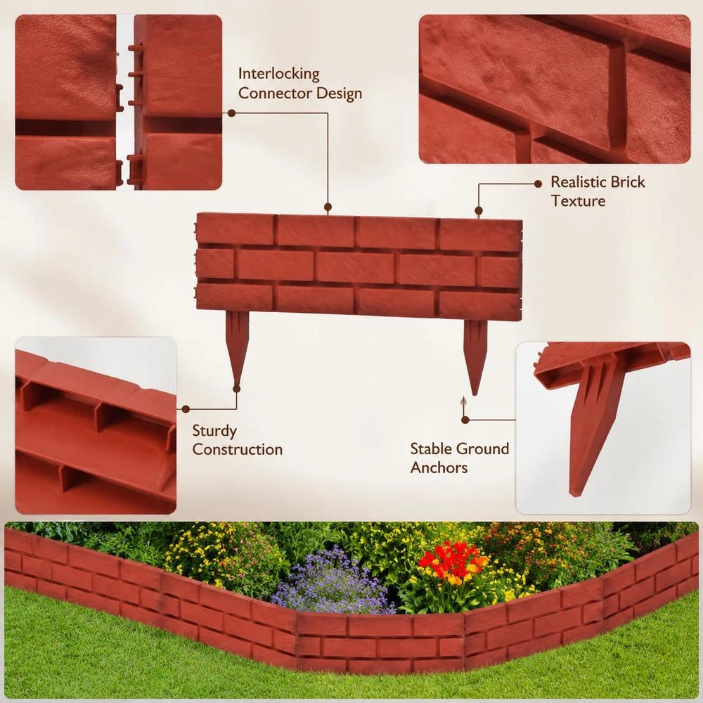 Lawn Edging, 11 Pieces, Brick Design