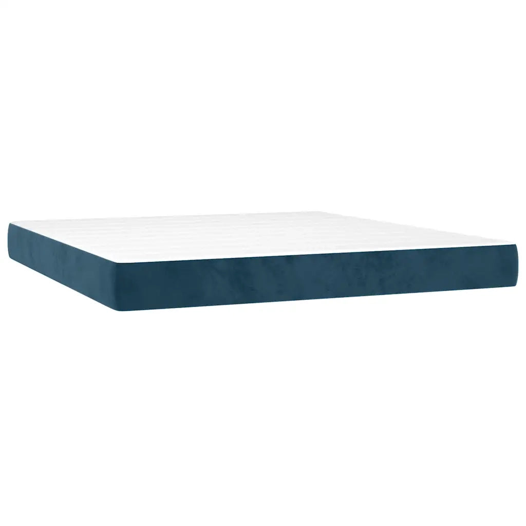 Giroletto a Molle con Materasso Blu Scuro 180x200 cm in Velluto