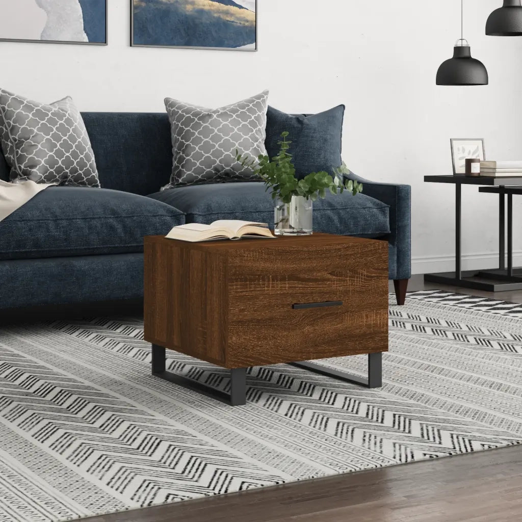 Tavolino da Salotto-Tavolino da soggiorno-Tavolo Rovere Marrone 50x50x40cm Legno Multistrato 514213