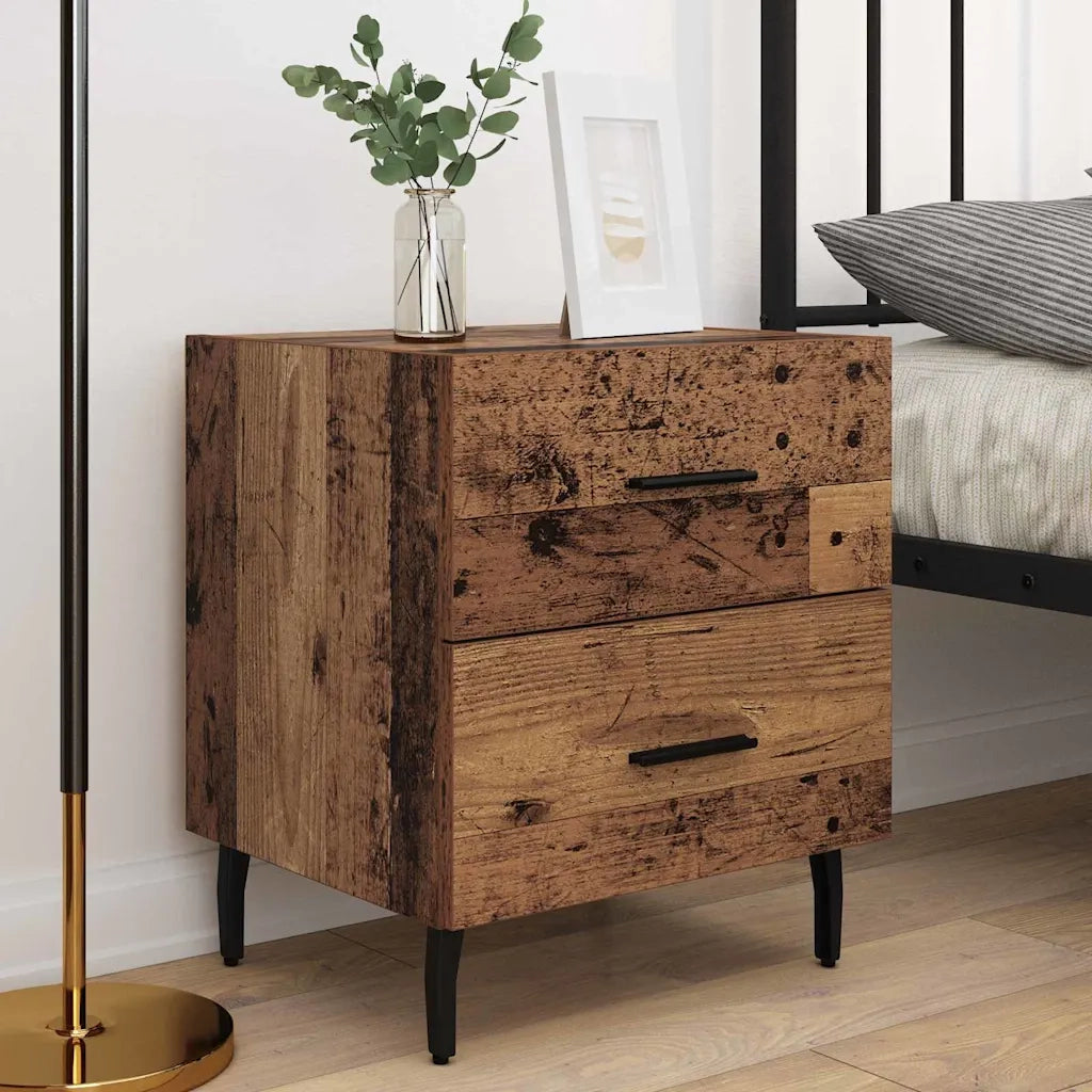 Set di 2 Comodini | Armadio da Notte | Mobiletto da notte Legno vecchio 40 x 35 x 47,5 cm
