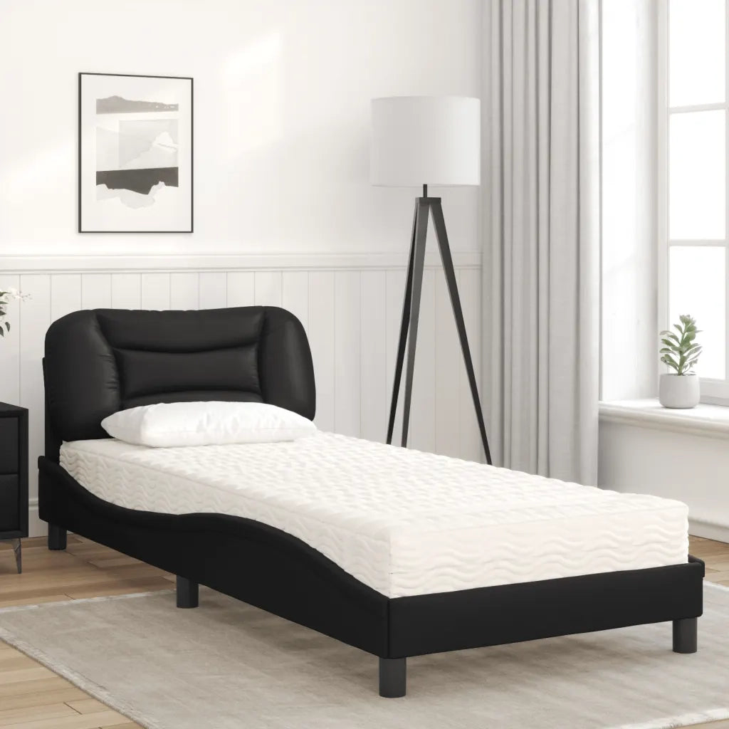 Letto con Materasso Hvar Nero 80x200 cm in Similpelle 3208682