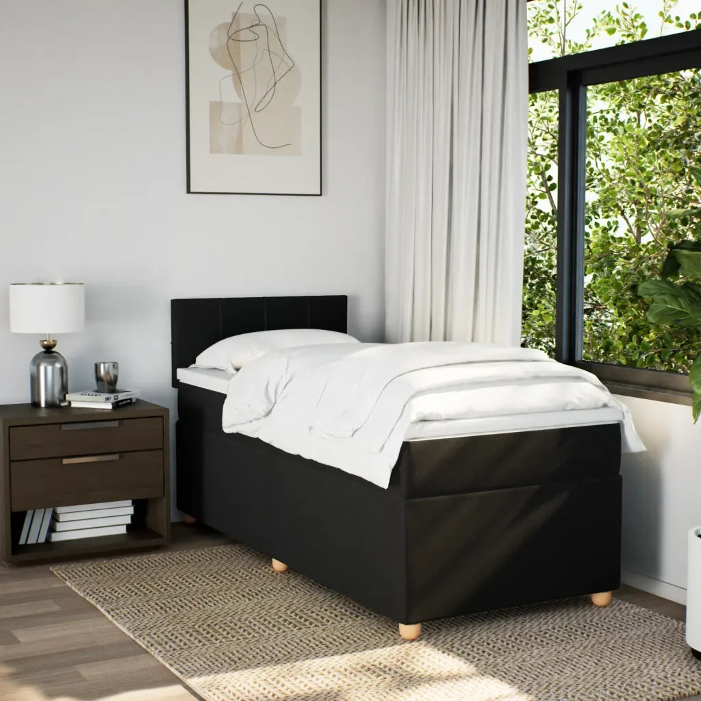 vidaXL Letto a Molle con Materasso Nero Singolo in Tessuto