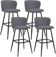 Set di 4 sgabelli da bar OMBLINE con seduta in tessuto grigio scuro e gambe in metallo nero