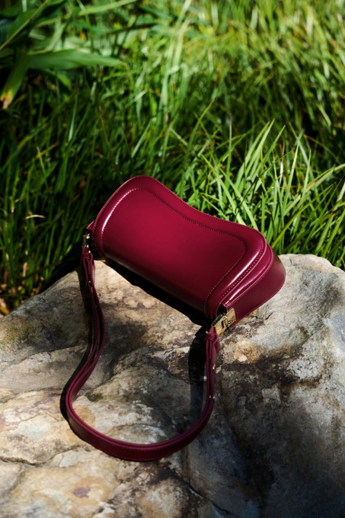 Borsa a tracolla da donna in vera pelle, colore rosso