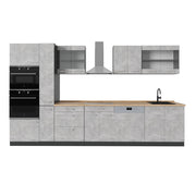 Vicco Cucina componibile Calcestruzzo/antracite 350 cm senza piano di lavoro