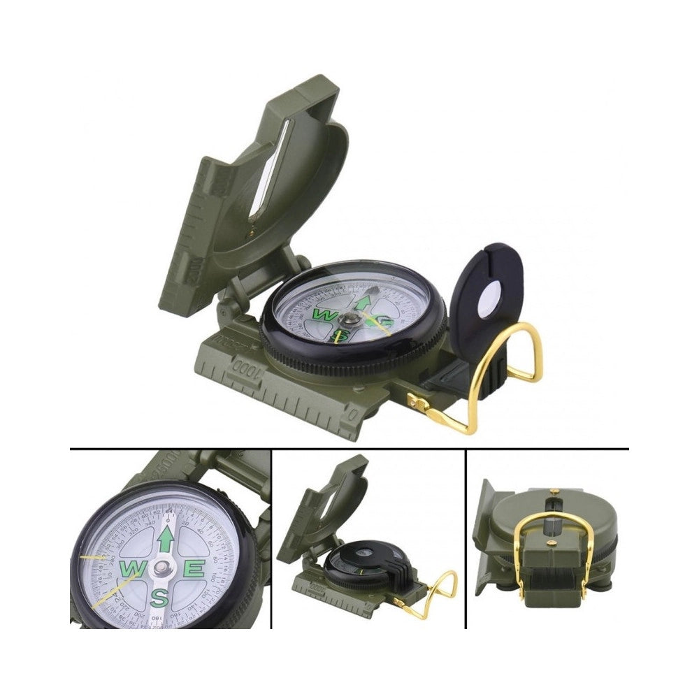 Trade Shop - Bussola In Metallo Con Lente Puntatore Campeggi Righello Orientamento Escursioni Viaggi -