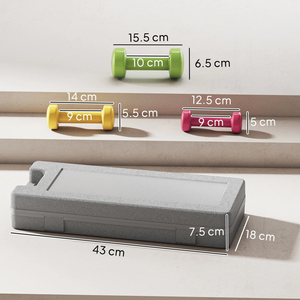 Set 6 Manubri Pesi con Valigetta da 0.5kg 1kg 1.5kg in Acciaio e PU