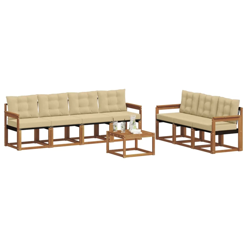 Set di divani da esterno con cuscino 8 pcs Naturale e Beige 3368468