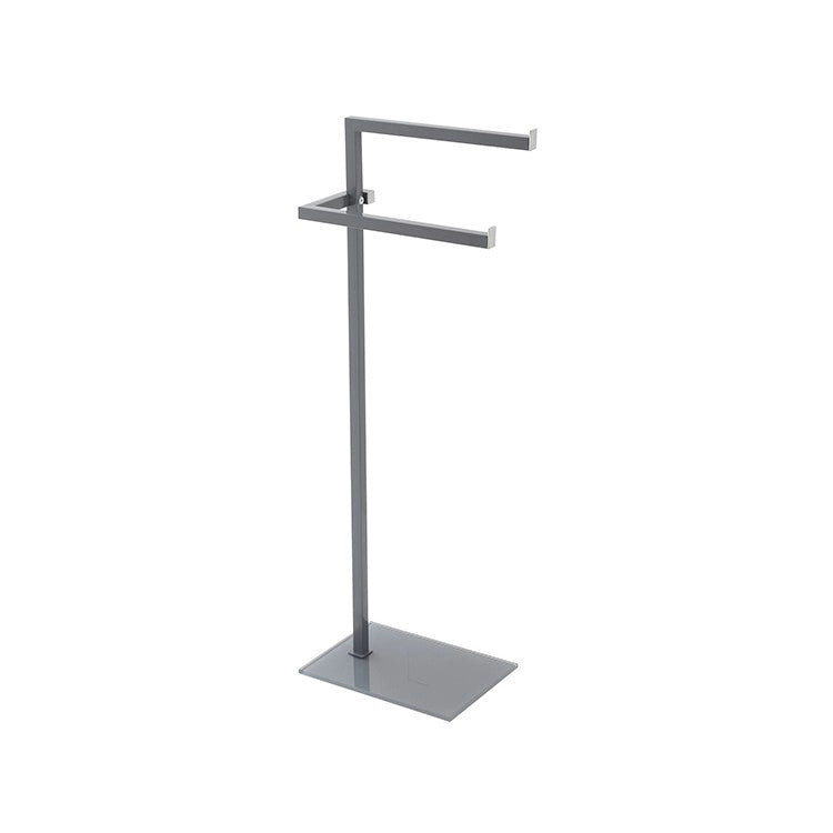 Piantana portasciugamani grigia in acciaio con base in vetro temperato 20x86,5x28 cm Feridras