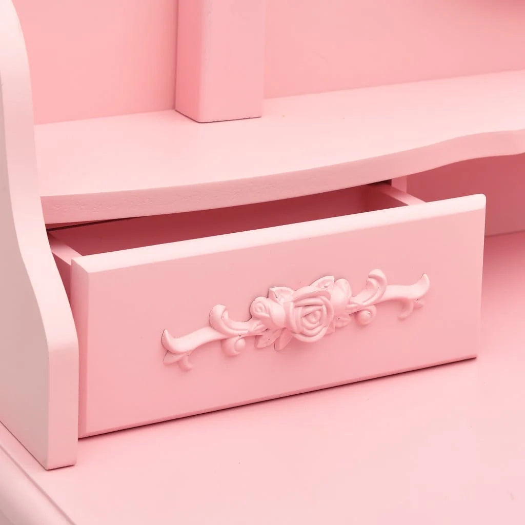 Set toeletta con sgabello 75 x 69 x 140 cm rosa 02_0006271