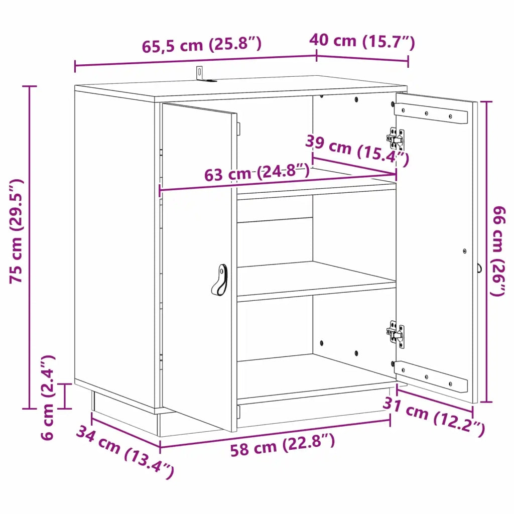 Credenza Marrone Cera 65,5 x 40 x 75 cm Legno di pino massiccio 867970