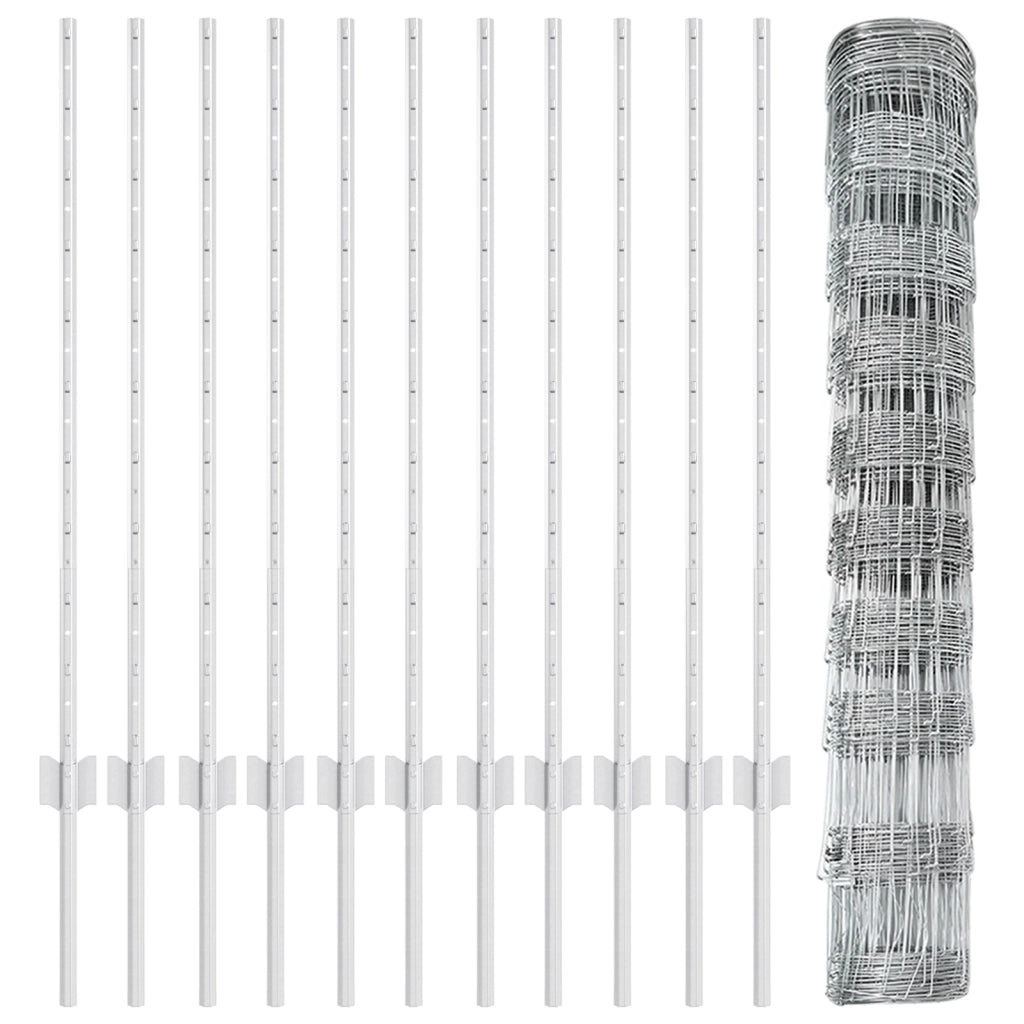 Pali per Recinzione  22 pcs U-Channel 100 cm in Acciaio Zincato