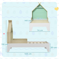 Struttura Letto Singolo per Bambini 144x74x110 cm Casetta con Sponde in Legno Verde